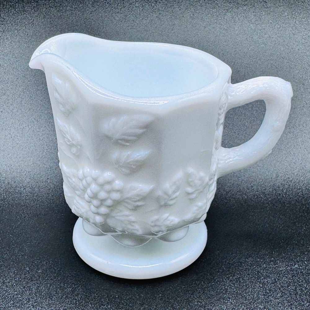 Vintage Westmoreland Milk Glass Paneled Grape Creamer Pitcher White Glass